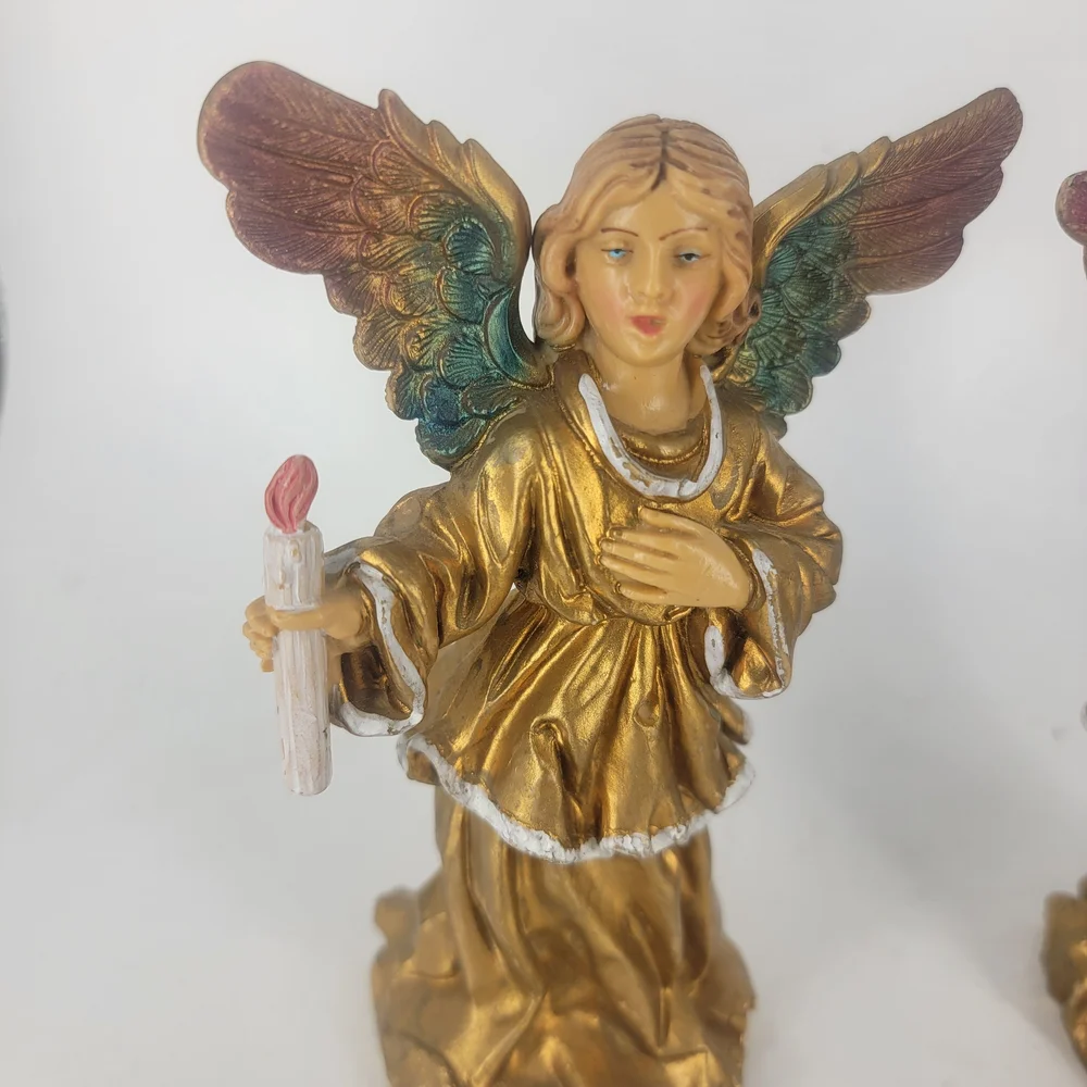 Vtg 80's Nativity Angels Gloria Angel  March‎ Angel Made In Italy Polyresin 5.5
